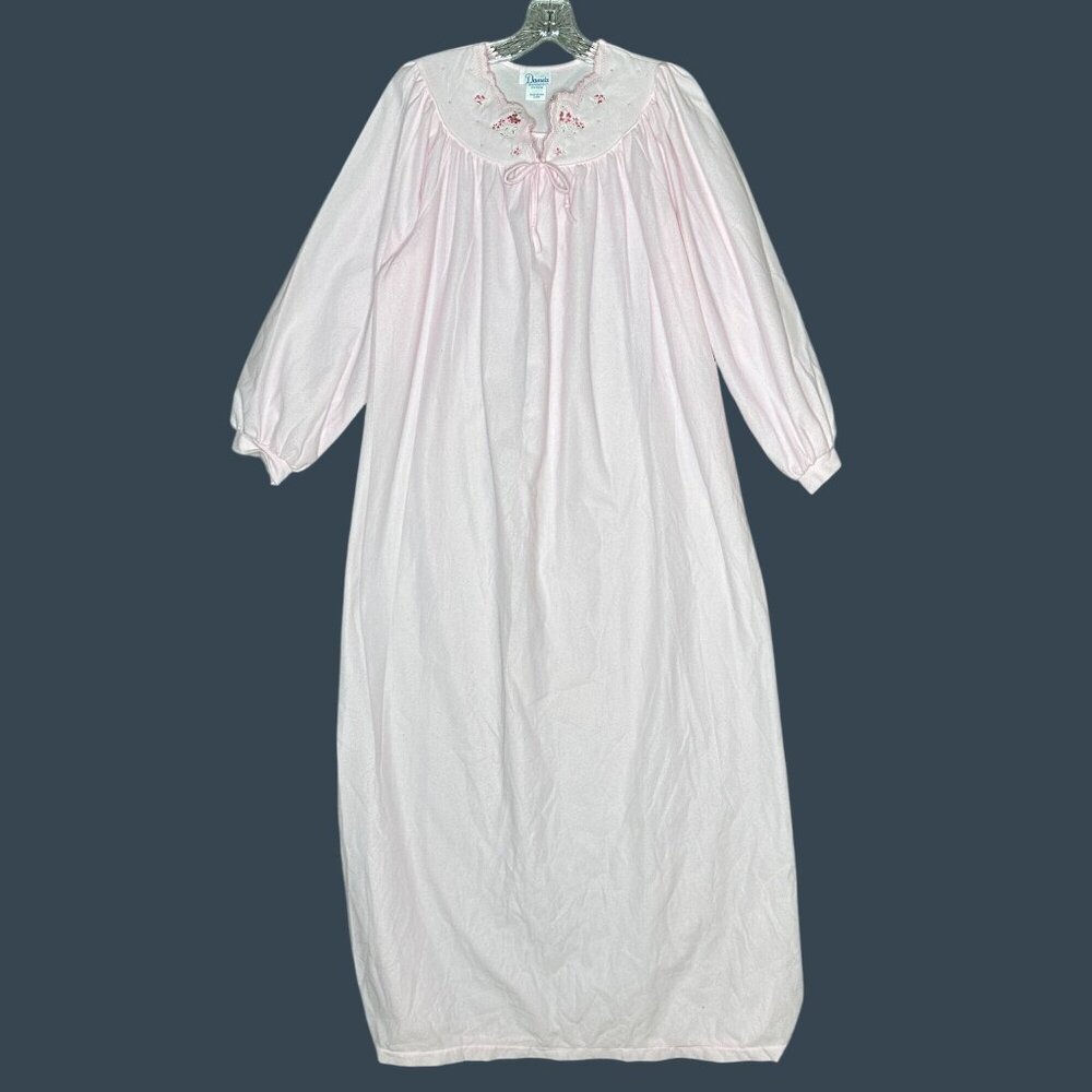 Vintage Damea Slumbermate‎ Nightgown Size Large Pink Floral Embroidered USA